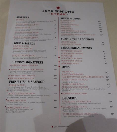 jack binion's steak hammond menu|Menu at Jack Binion's Steak steakhouse, Hammond, .